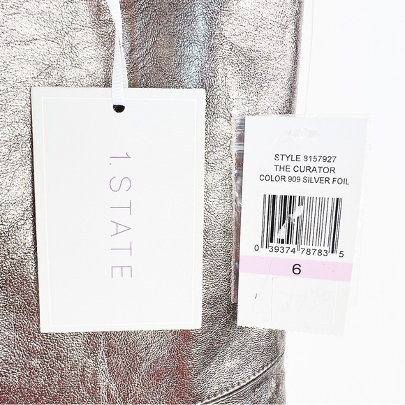 1. State Mini Slip Dress Faux Leather Metallic Silver Foil Slip Size 6 New NWT - Picture 8 of 9